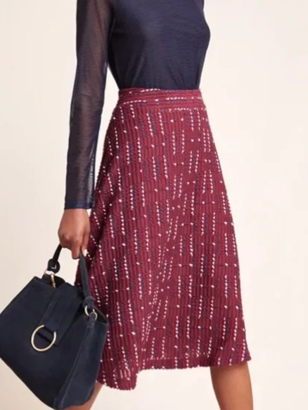 Anthropologie Maeve Burgundy Knit A-Line Skirt